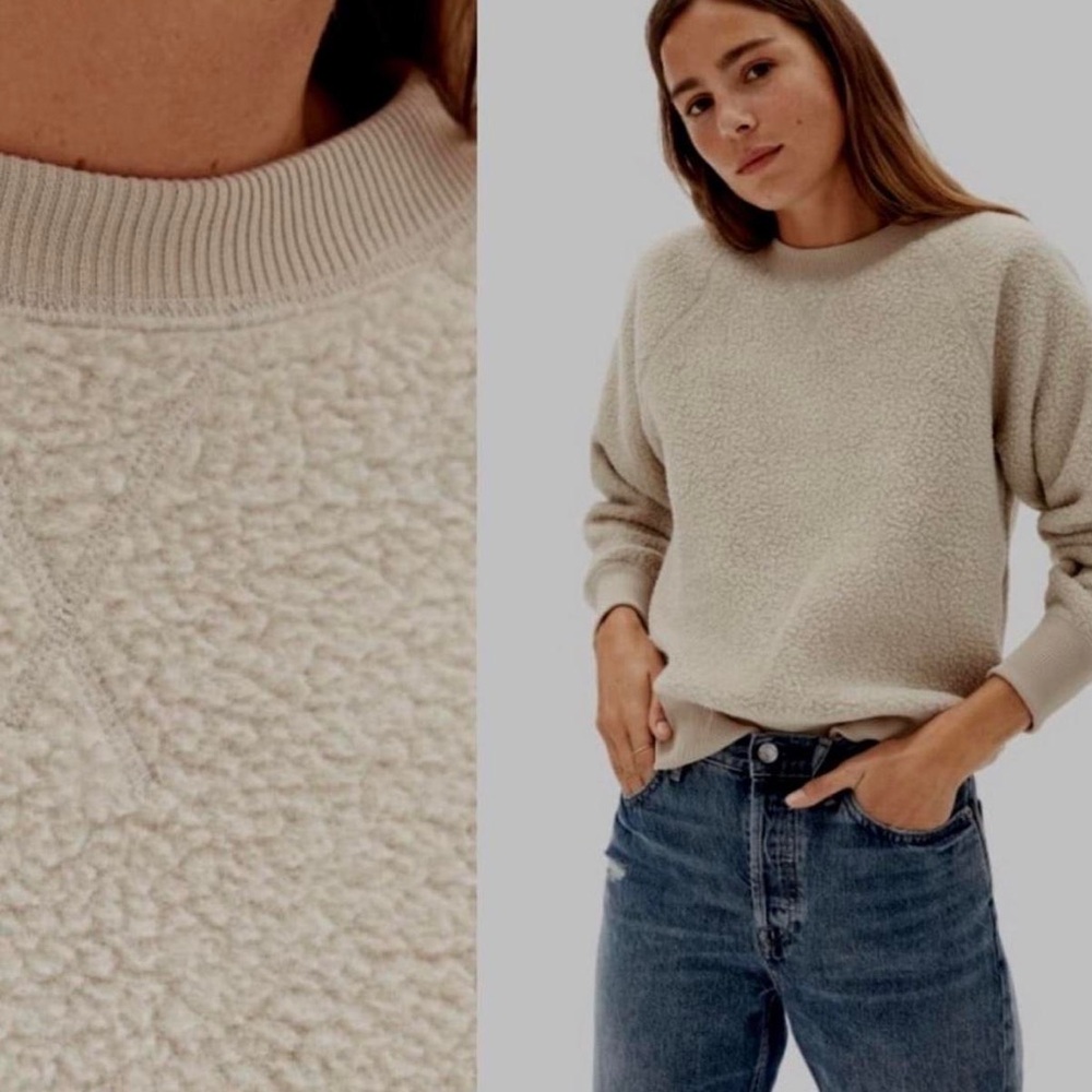Everlane The ReNew Teddy Oversized Crewneck Sweatshirt Oatmeal Size Medium